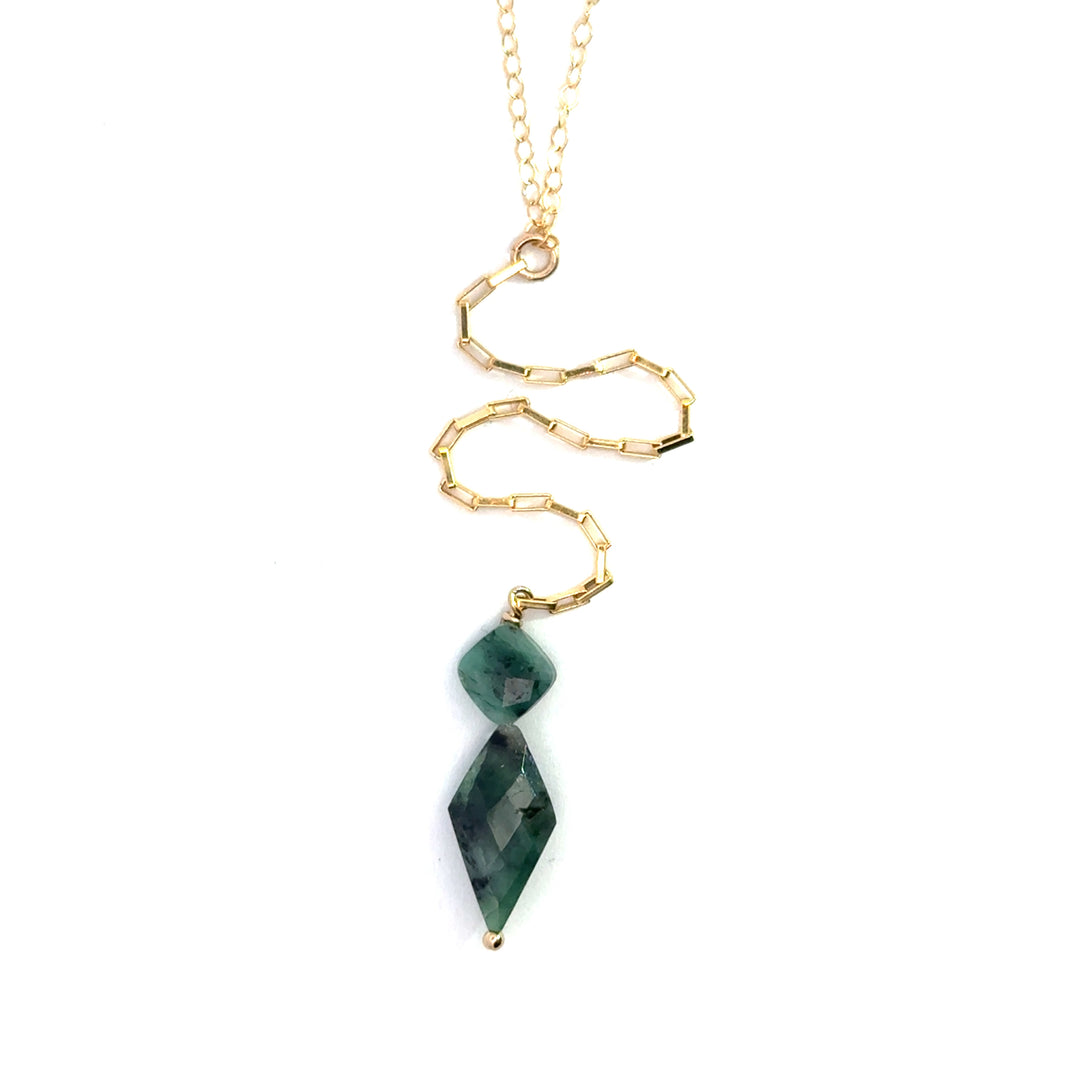 two-stone emerald Y-necklace