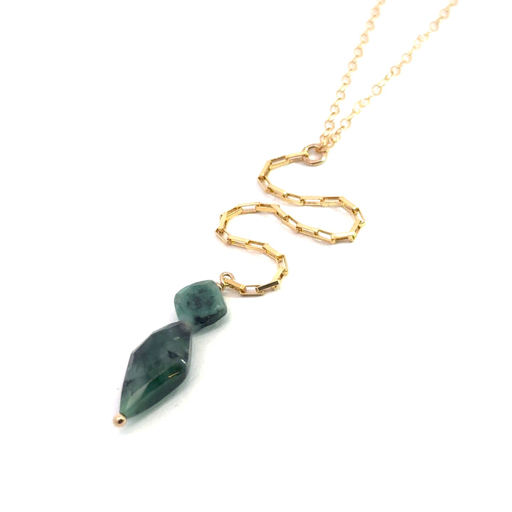 two-stone emerald Y-necklace