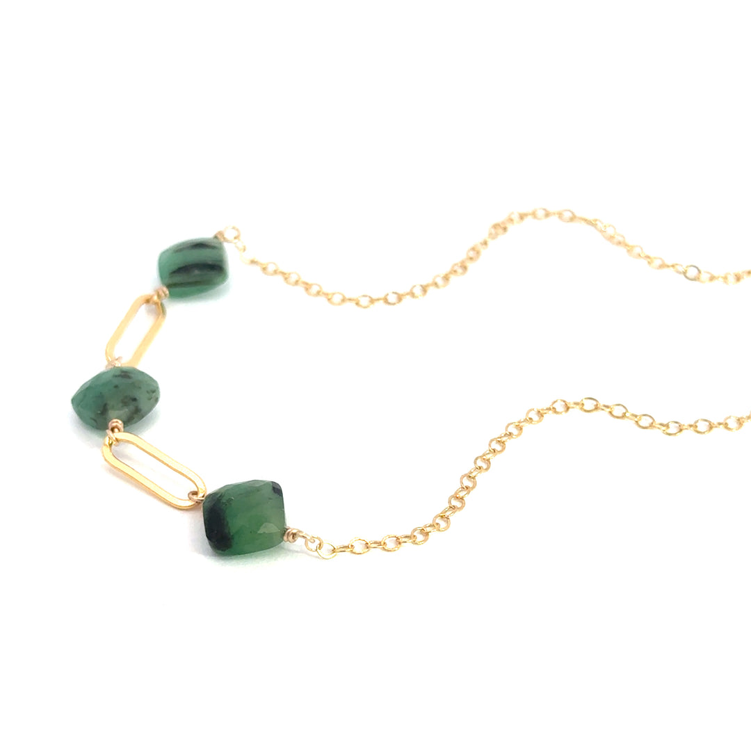 three-stone emerald link necklace