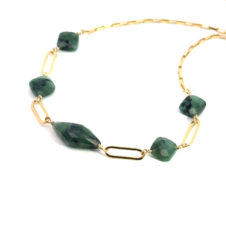 five-stone emerald link necklace