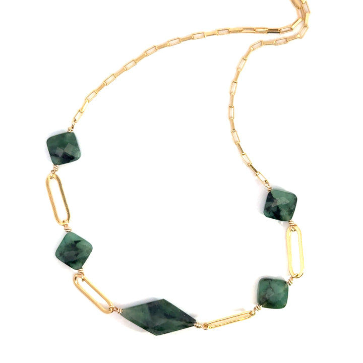 five-stone emerald link necklace