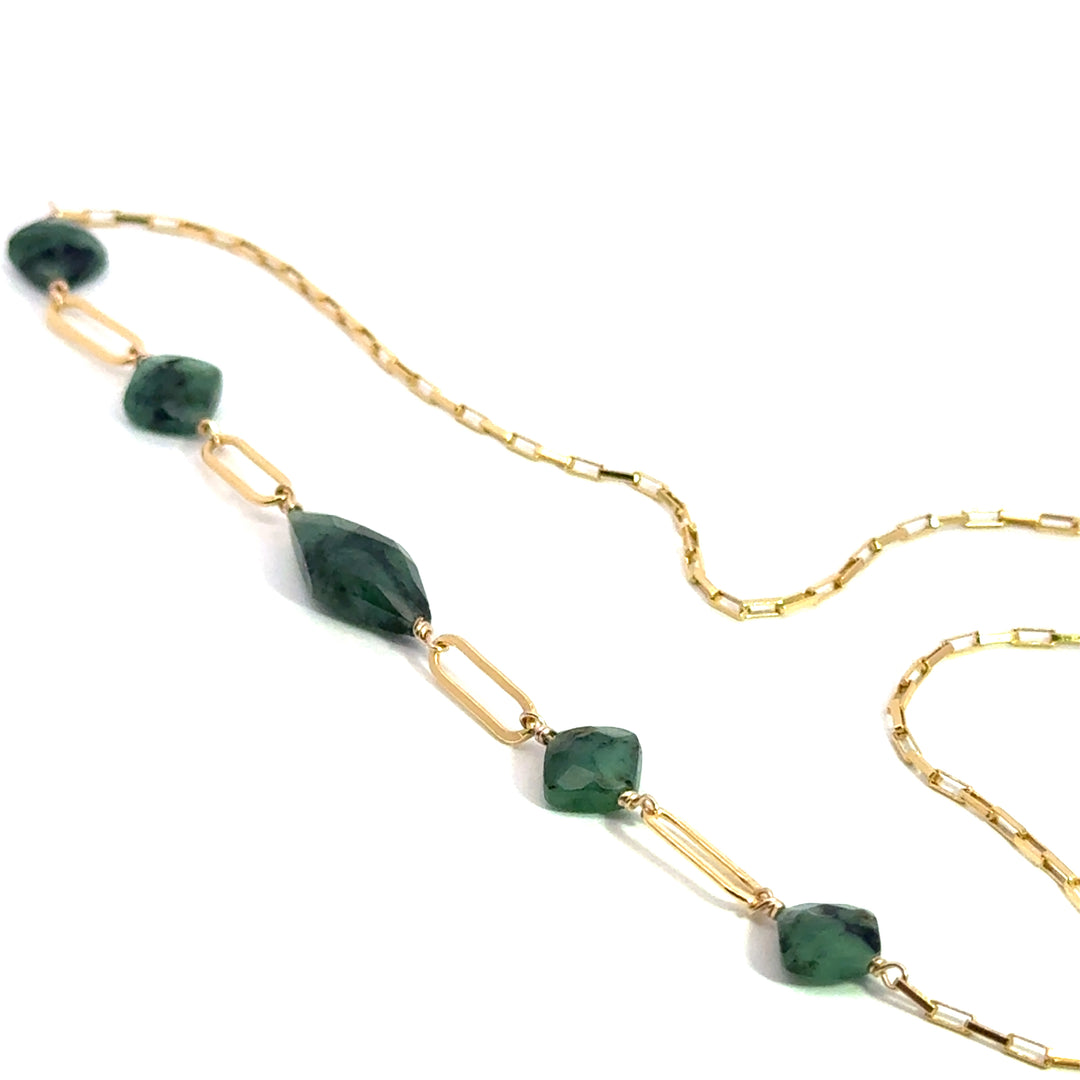 five-stone emerald link necklace