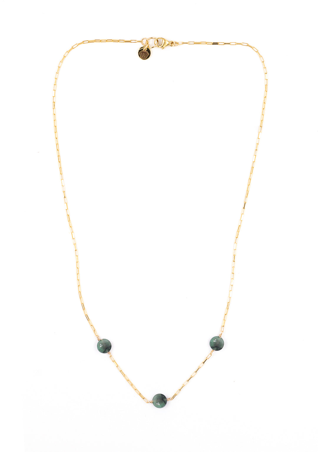 emerald 3-stone coin necklace