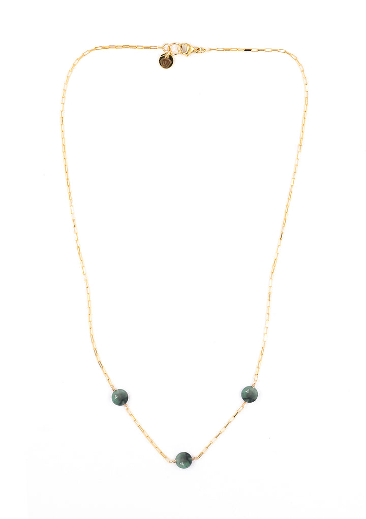 emerald 3-stone coin necklace