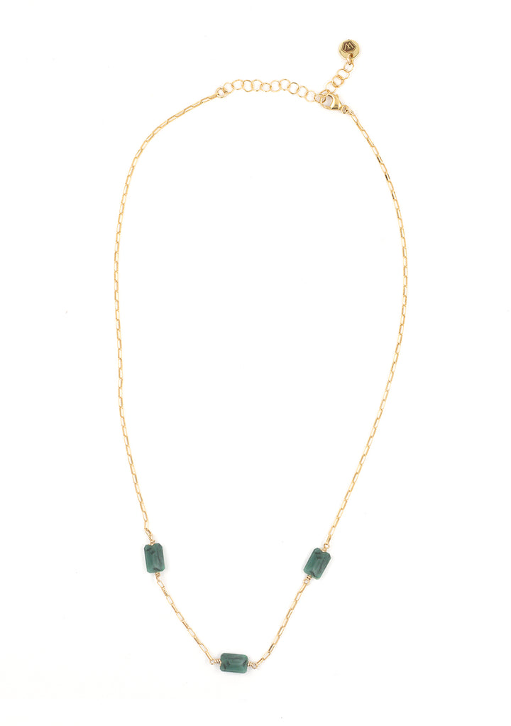 emerald 3-stone baguette necklace