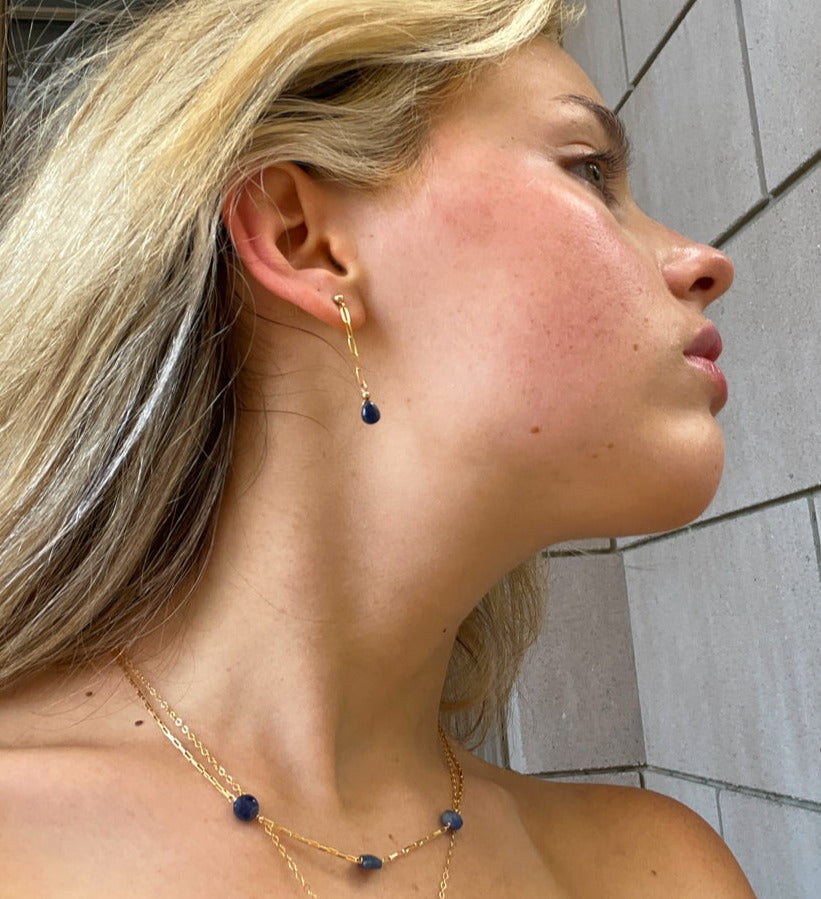 silk road - sapphire 3-station necklace - workshopunderground.com