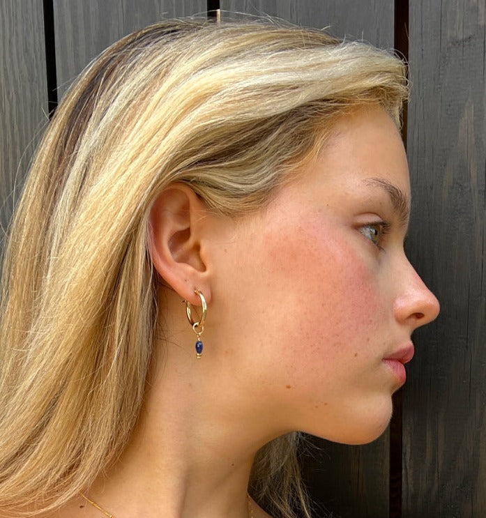 silk road - sapphire coin charm hoop earrings - workshopunderground.com