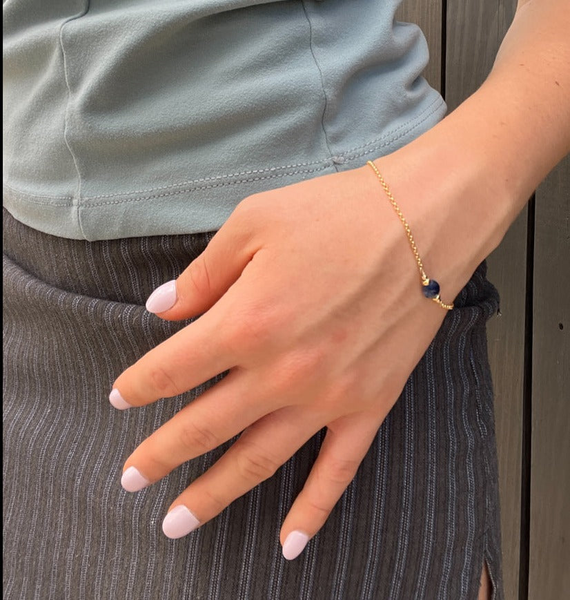 silk road - sapphire coin charm bracelet - workshopunderground.com