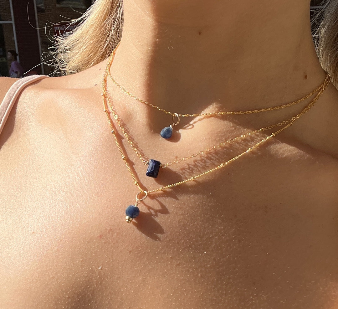silk road - sapphire baguette necklace - workshopunderground.com