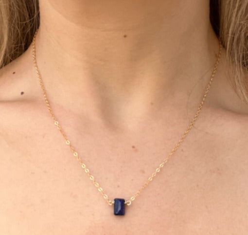 silk road - sapphire baguette necklace - workshopunderground.com