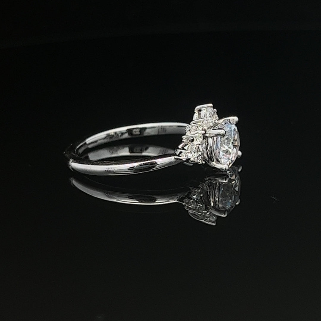 1 1/8 ctw floral halo diamond engagement ring - workshopunderground.com