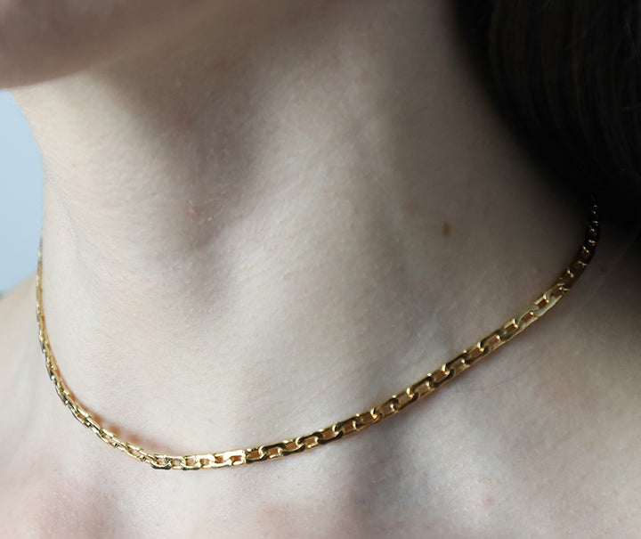 14K-gold-filled flat interlock chain necklace - 16" - workshopunderground.com