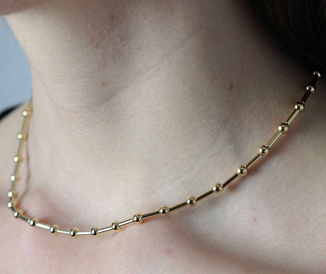 14K-gold-filled ball & bar necklace - 16" - workshopunderground.com