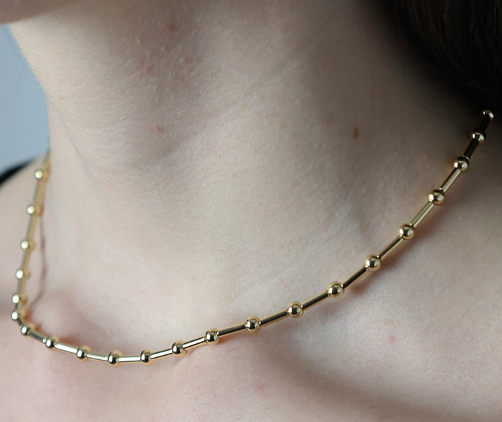 14K-gold-filled ball & bar necklace - 16" - workshopunderground.com