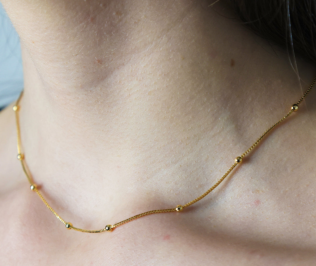 14K-gold-filled ball station necklace - 16" - workshopunderground.com