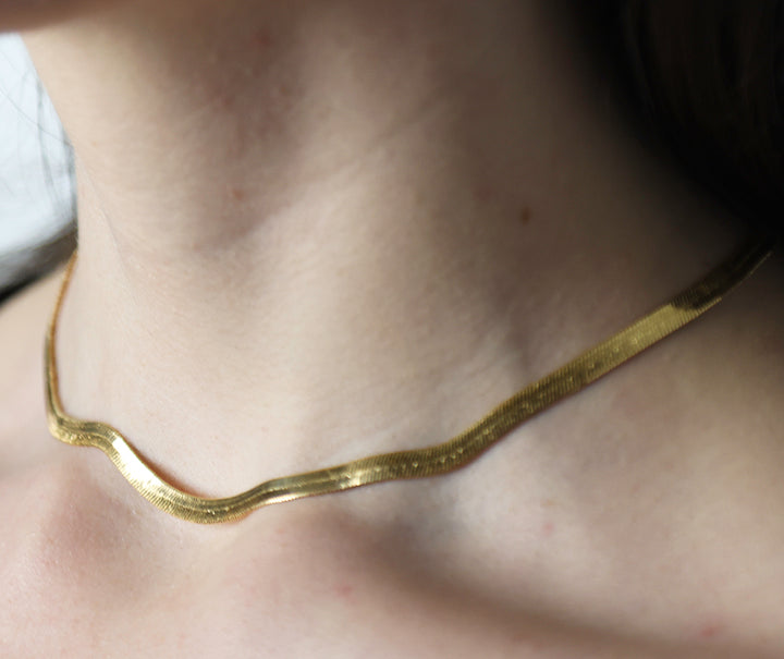 14K-gold-filled herringbone necklace - 16" - workshopunderground.com