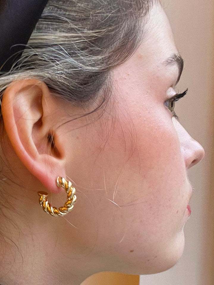 14K-gold-filled small puffy twisted huggies - workshopunderground.com