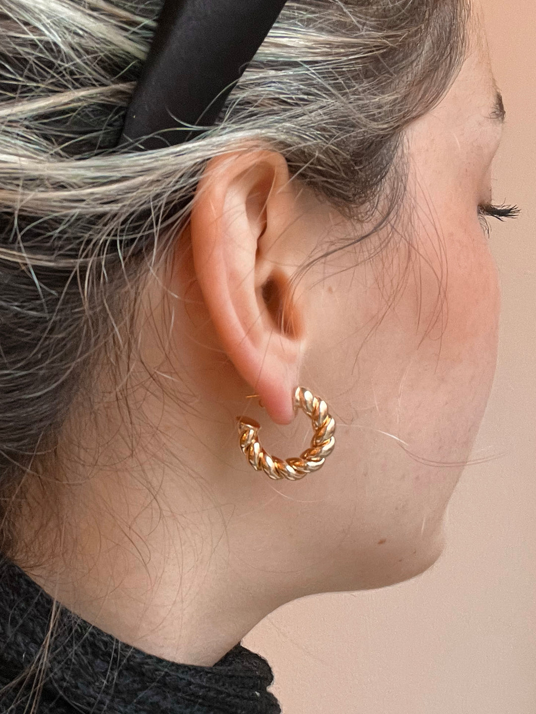 14K-gold-filled small puffy twisted huggies - workshopunderground.com