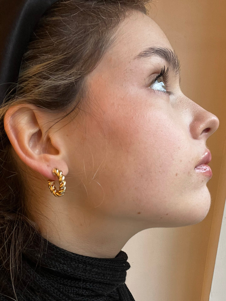 14K-gold-filled small puffy twisted huggies - workshopunderground.com