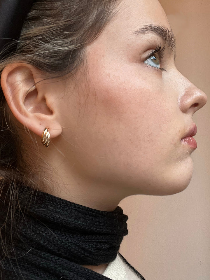 14K-gold-filled triple ring huggies - workshopunderground.com