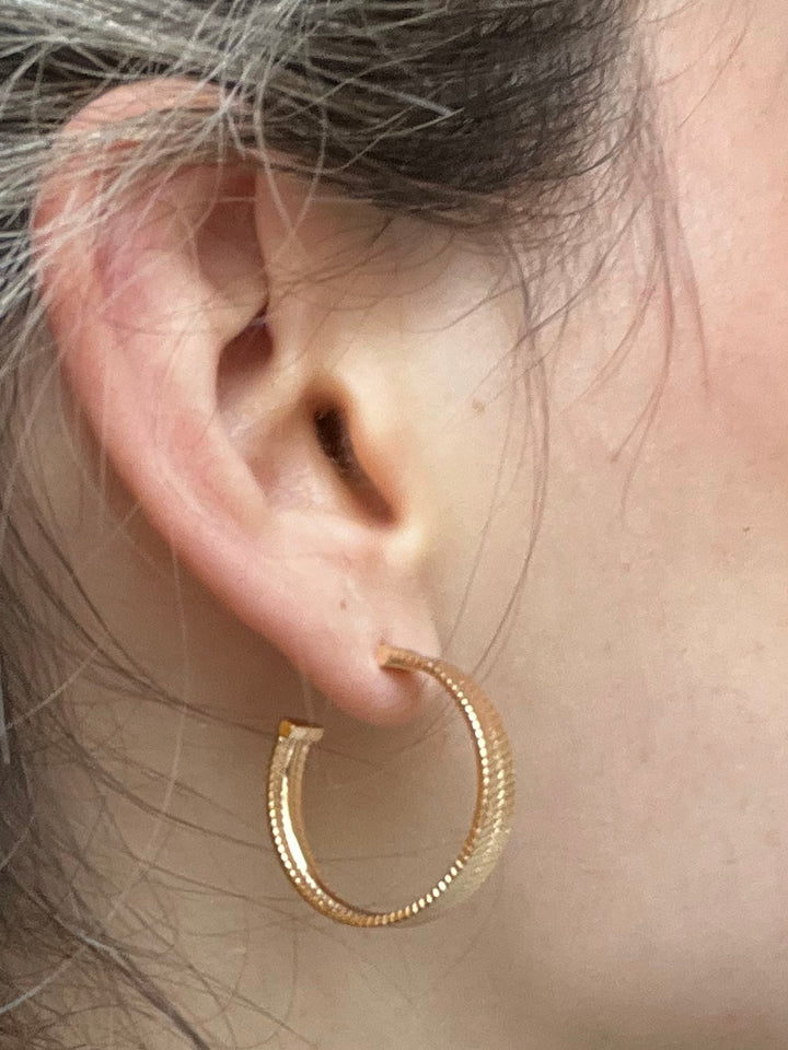 14K-gold-filled herringbone hoops - workshopunderground.com