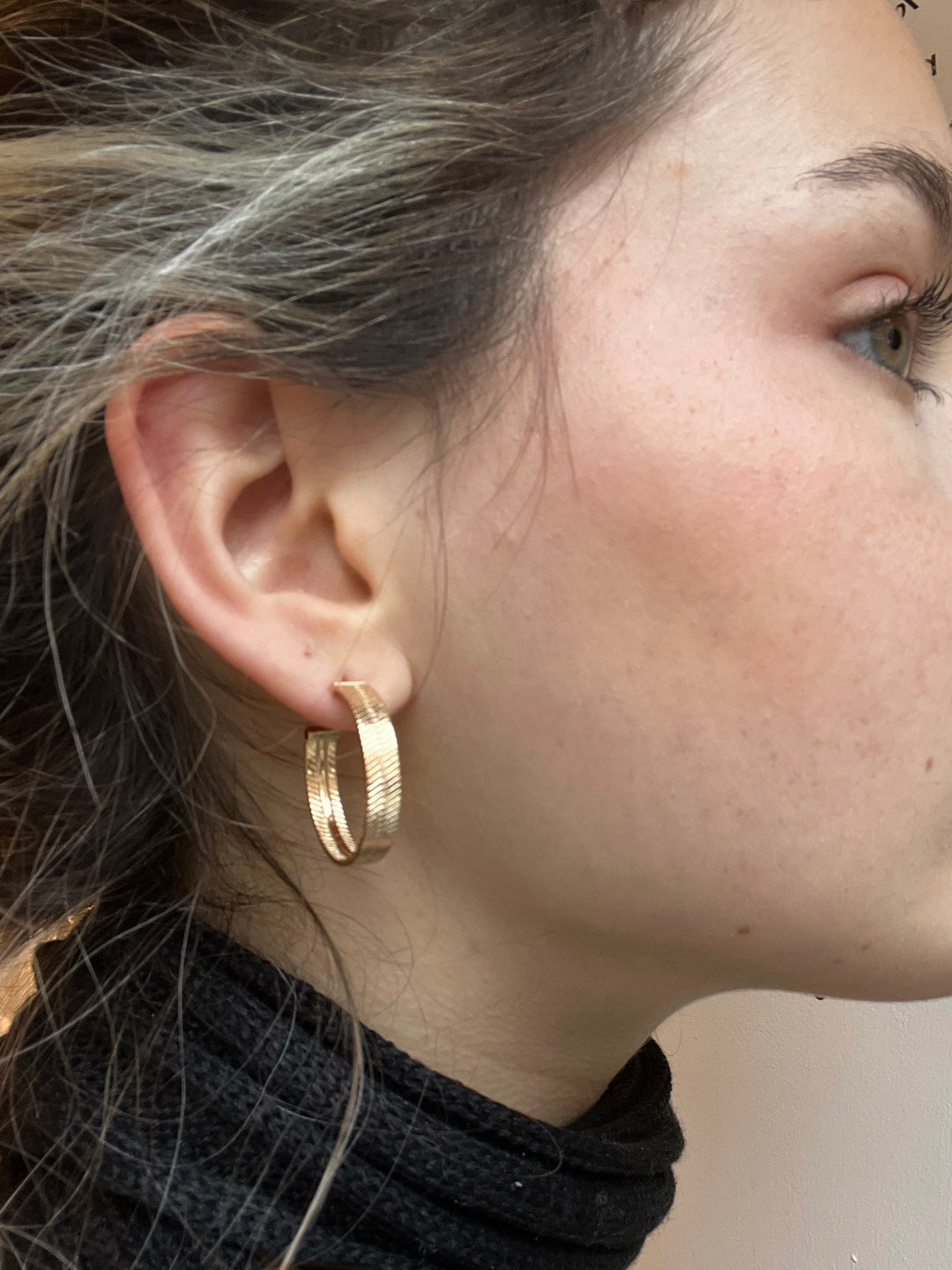 14K-gold-filled herringbone hoops - workshopunderground.com