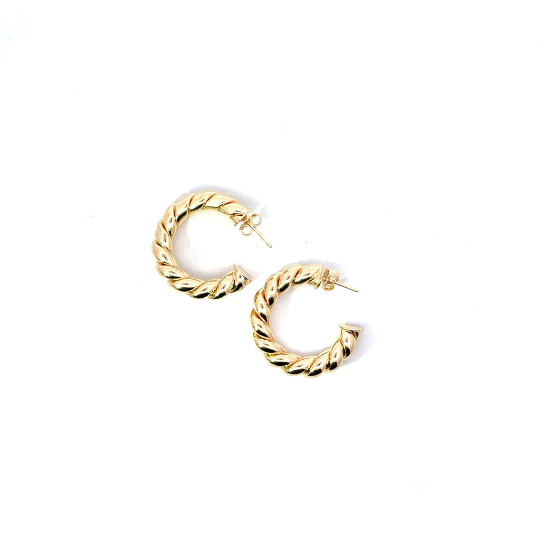 14K-gold-filled small puffy twisted huggies - Workshop Fine Jewelry