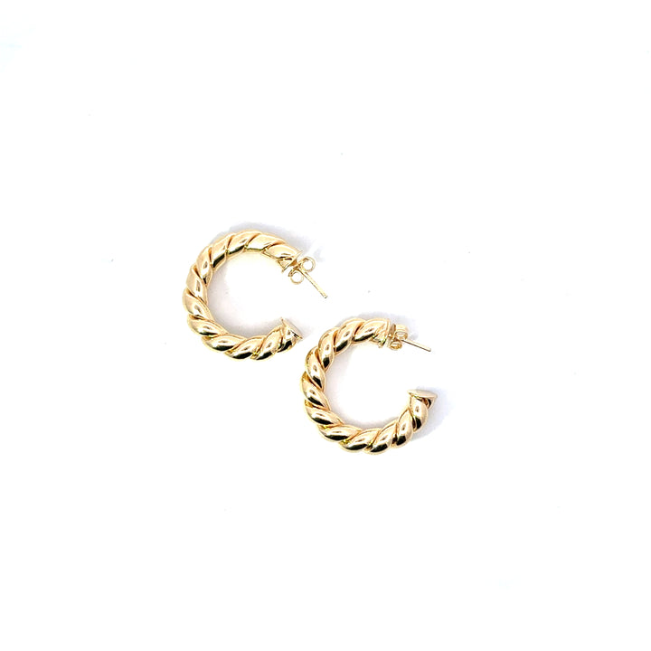 14K-gold-filled small puffy twisted huggies - Workshop Fine Jewelry