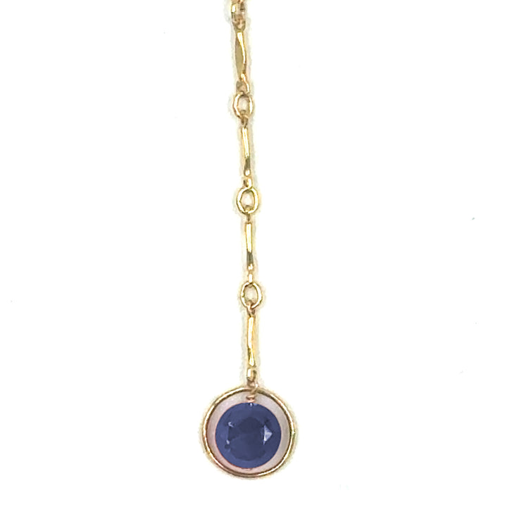 halo birthstone Y-necklace