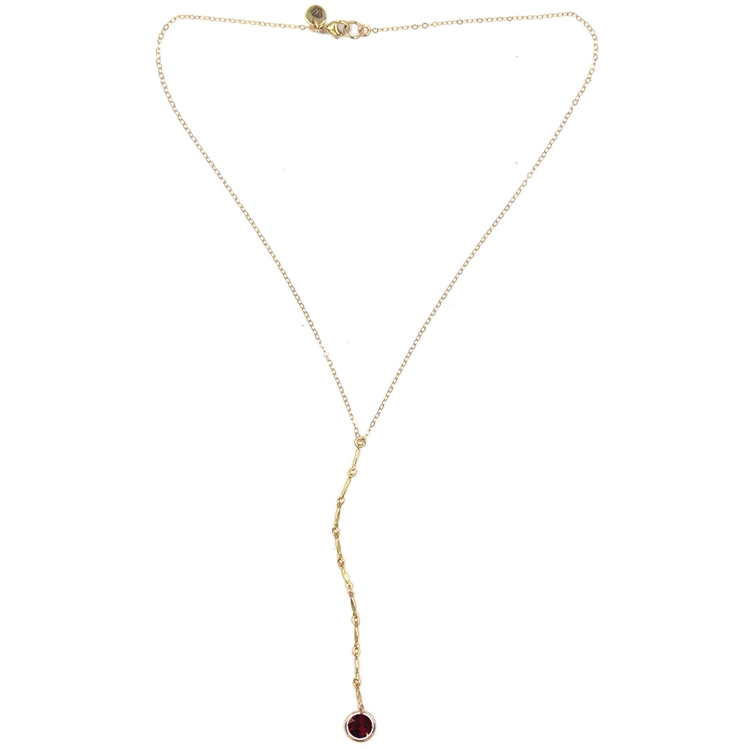 halo birthstone Y-necklace