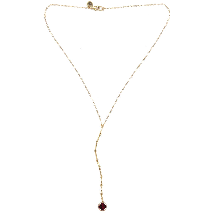 halo birthstone Y-necklace