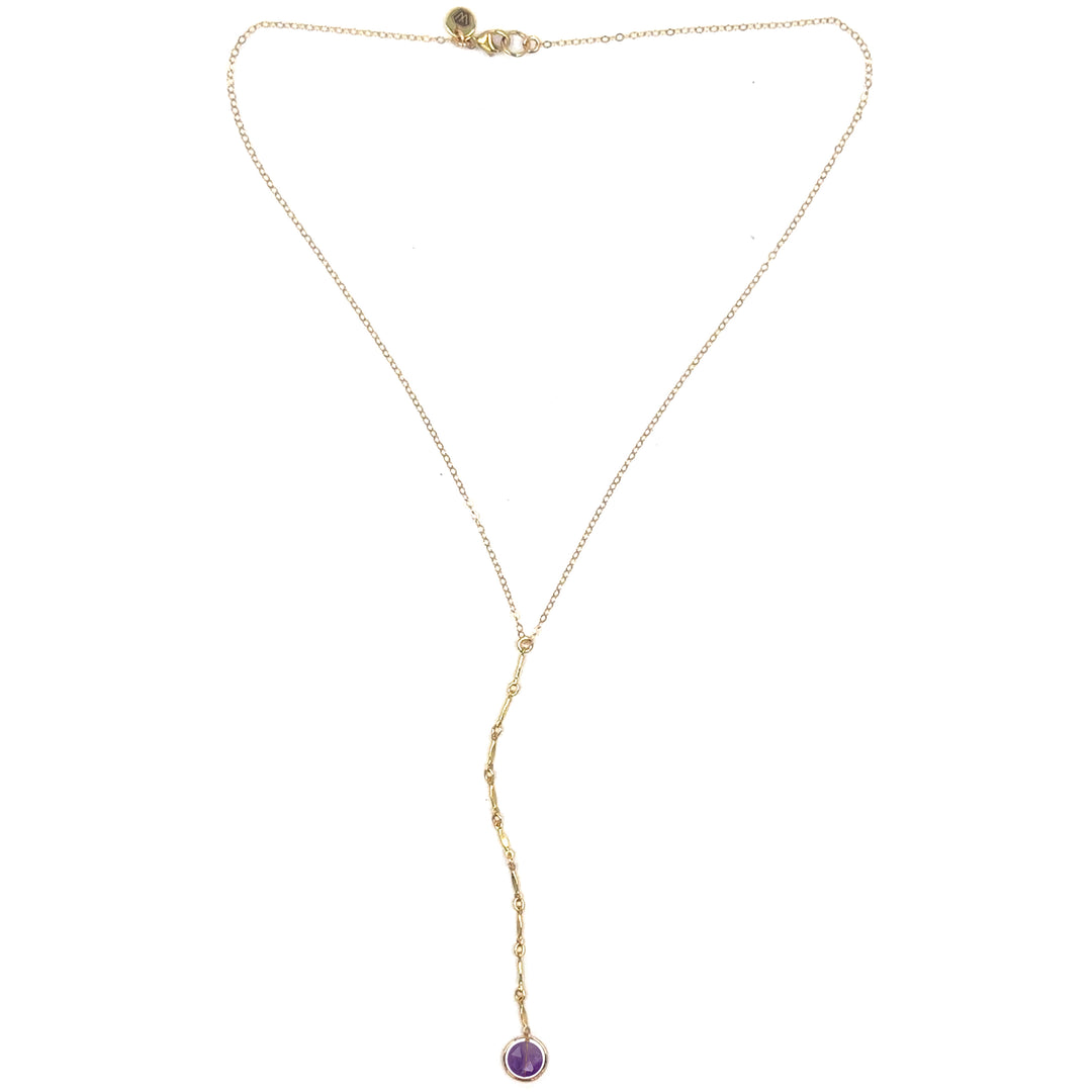halo birthstone Y-necklace