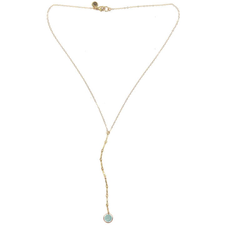 halo birthstone Y-necklace