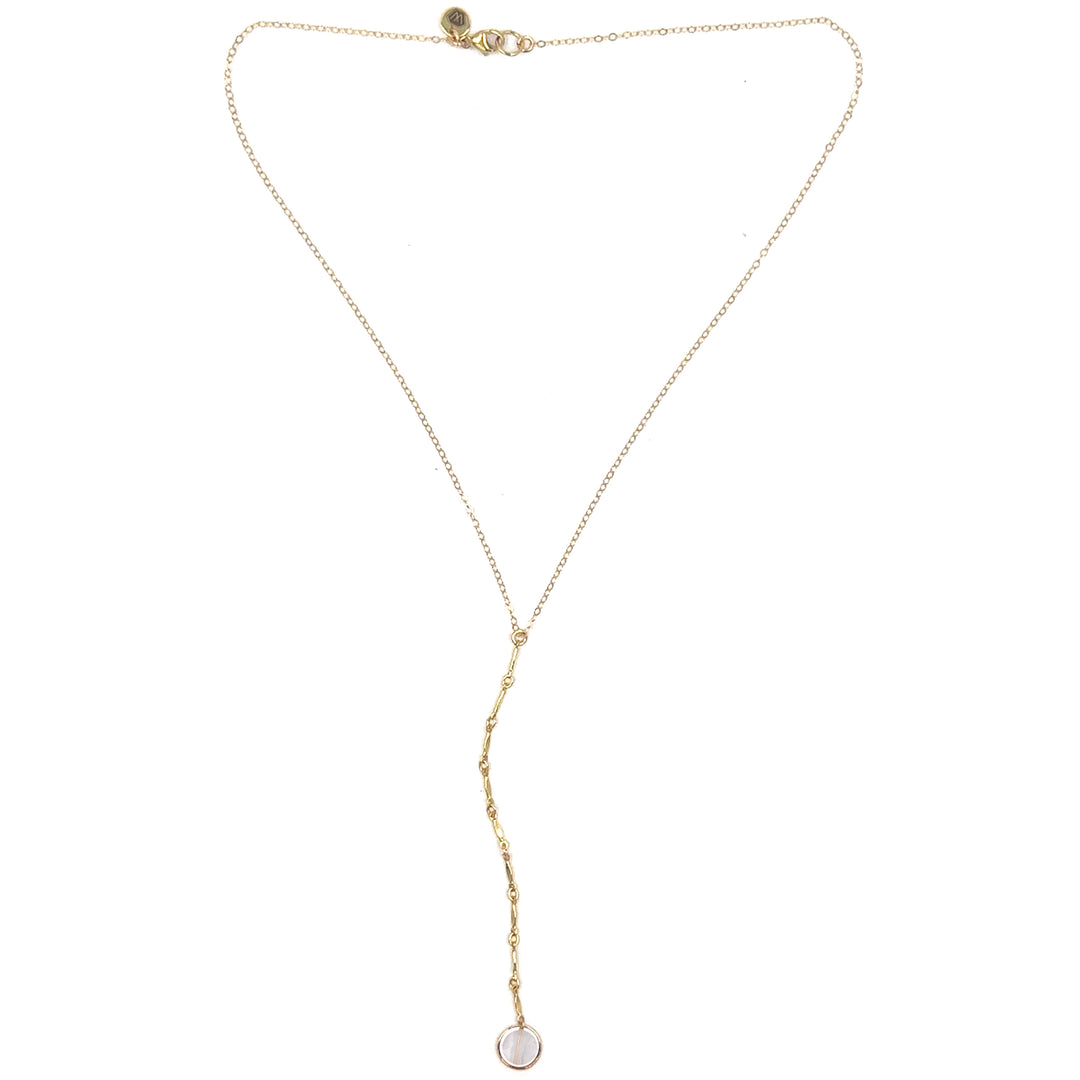 halo birthstone Y-necklace