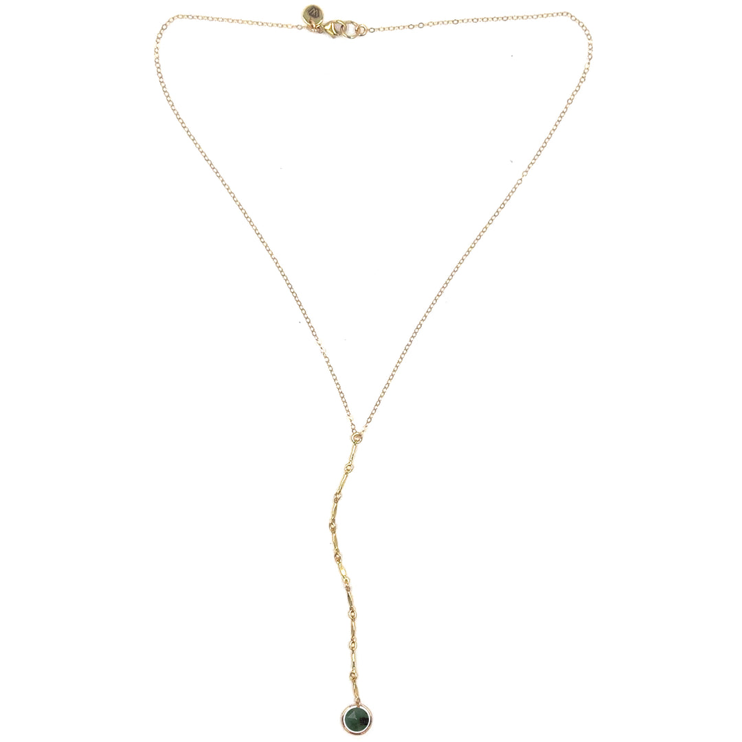 halo birthstone Y-necklace