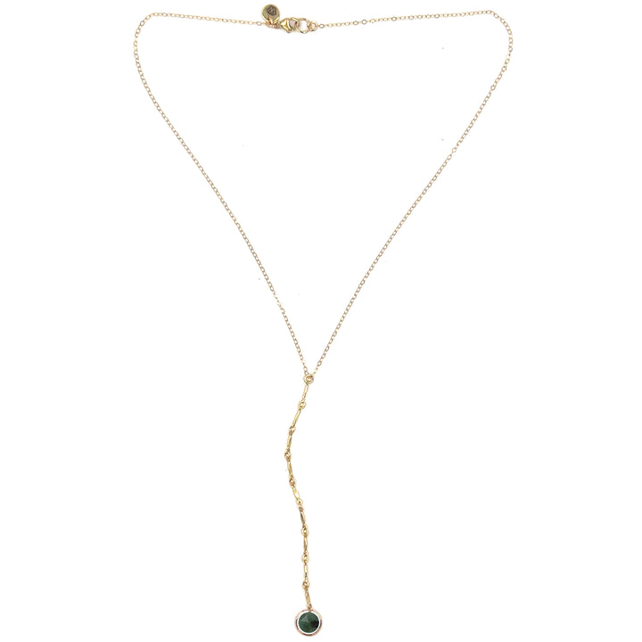 halo birthstone Y-necklace