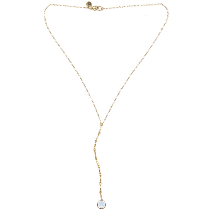 halo birthstone Y-necklace