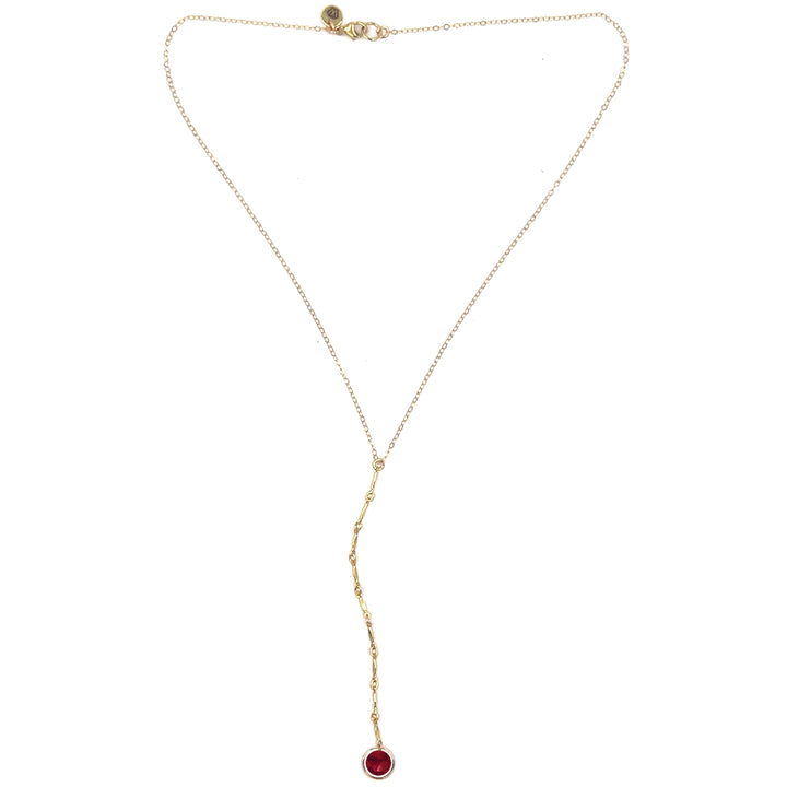 halo birthstone Y-necklace