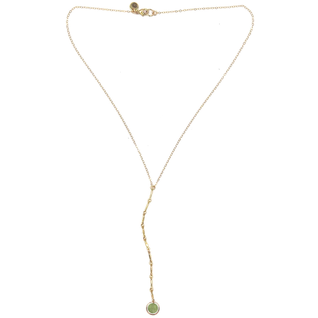 halo birthstone Y-necklace
