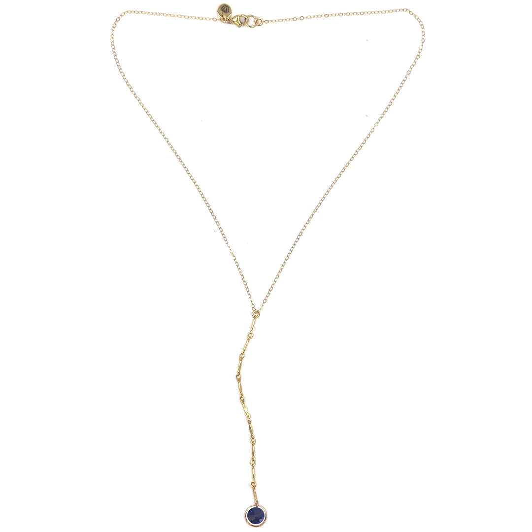 halo birthstone Y-necklace