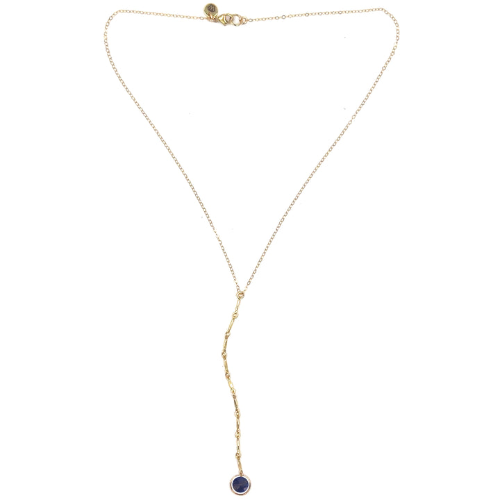 halo birthstone Y-necklace