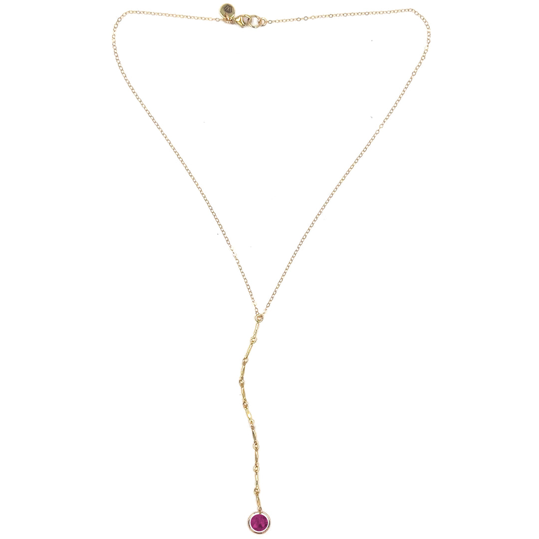 halo birthstone Y-necklace