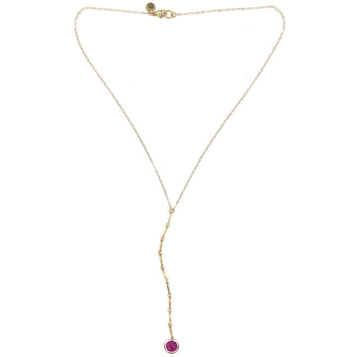 halo birthstone Y-necklace