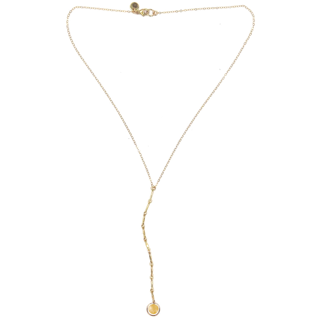halo birthstone Y-necklace