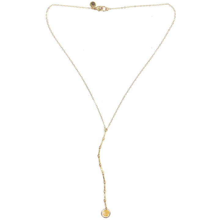 halo birthstone Y-necklace