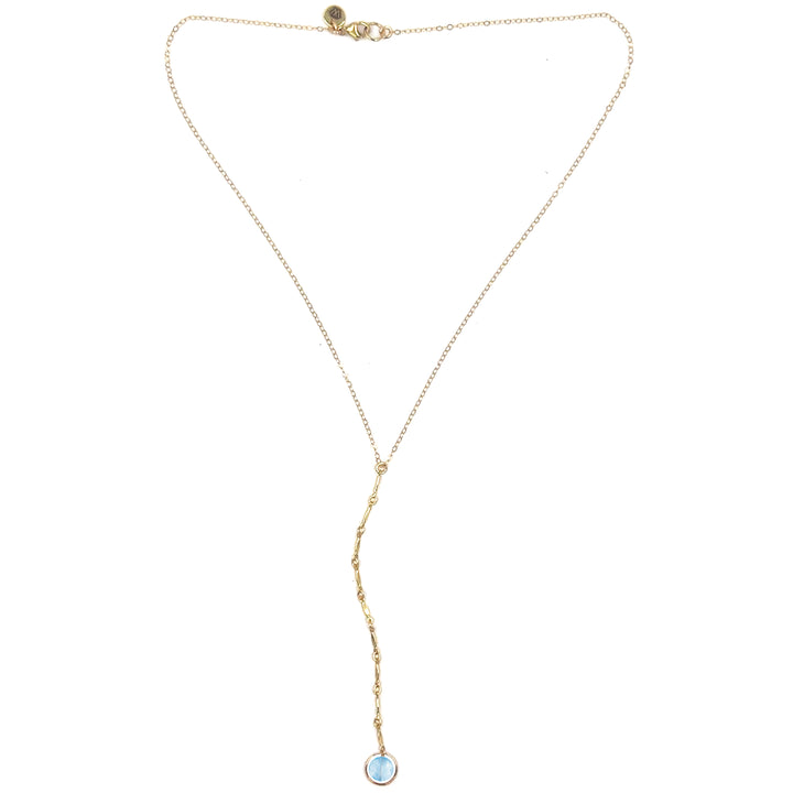 halo birthstone Y-necklace