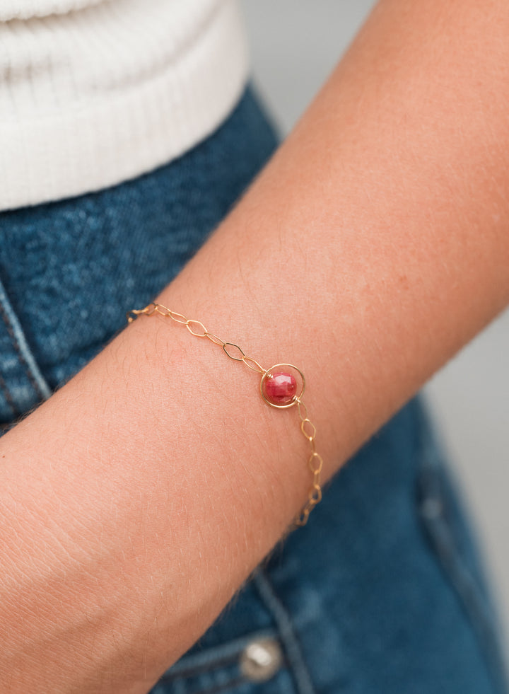 halo birthstone marquise link bracelet