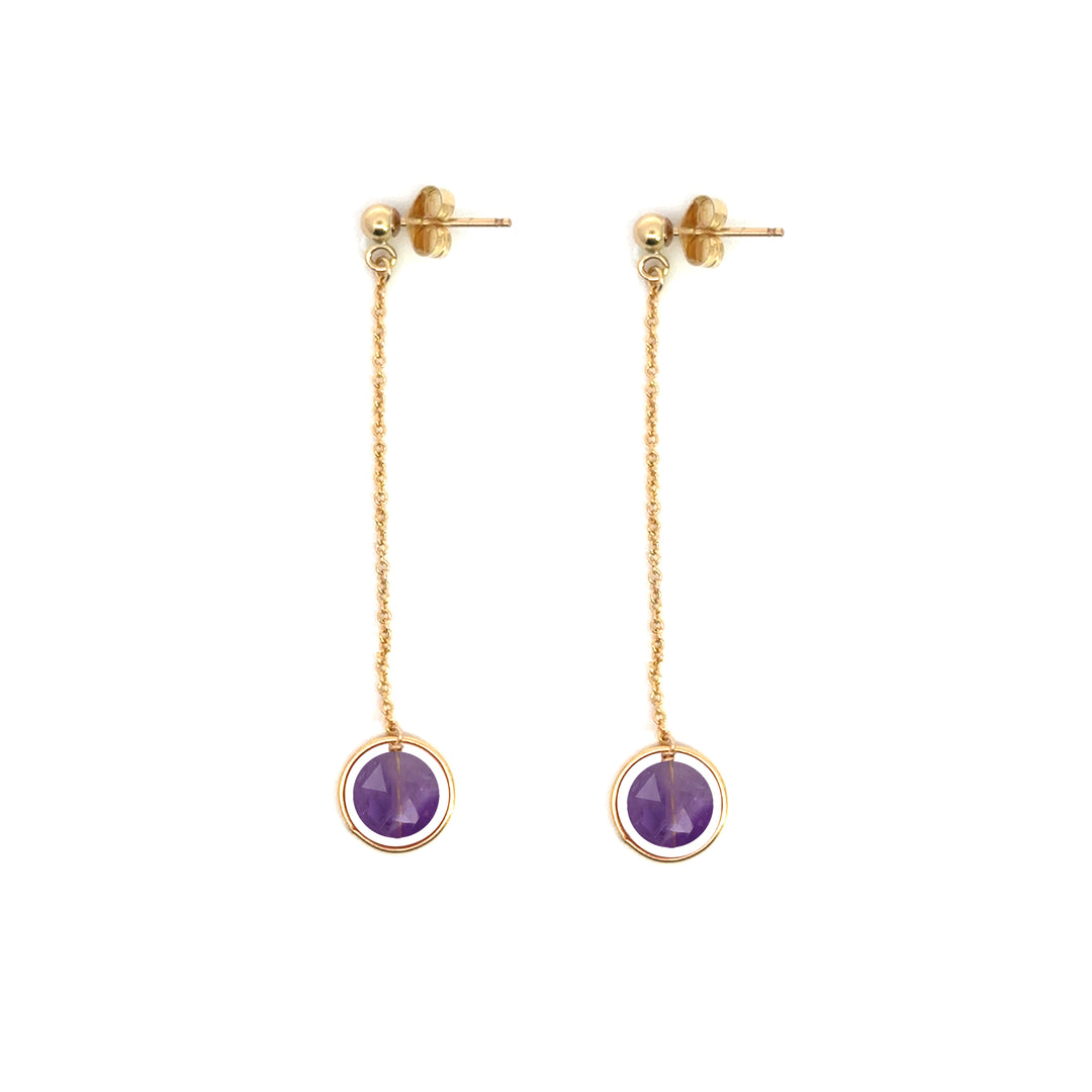 halo birthstone chain drop earrings