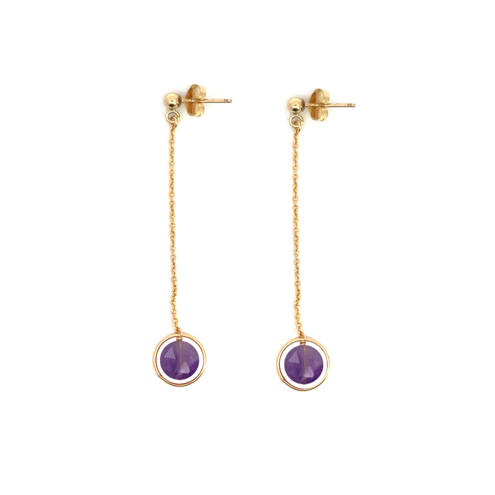 halo birthstone chain drop earrings