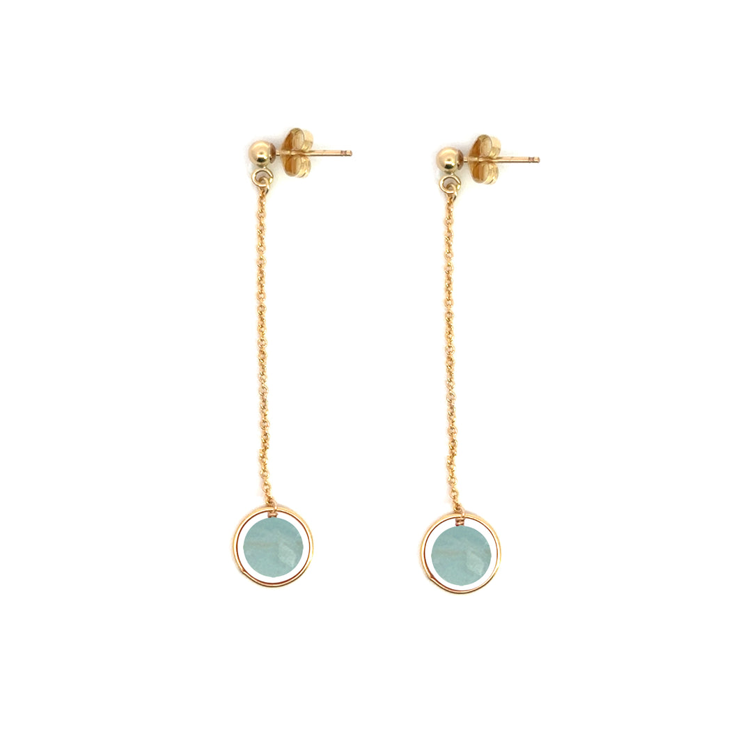 halo birthstone chain drop earrings